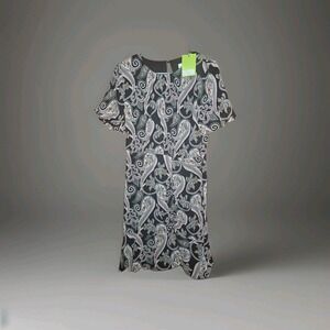 Sam Edelman paisley mini dress. Short puff sleeves, Keyhole Ruched Hem NWT  Sz 8